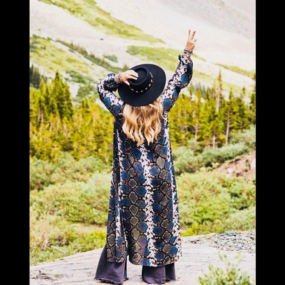 Buddy Love Stoney Charmer Duster S/M Green Snakeskin Long Sleeves